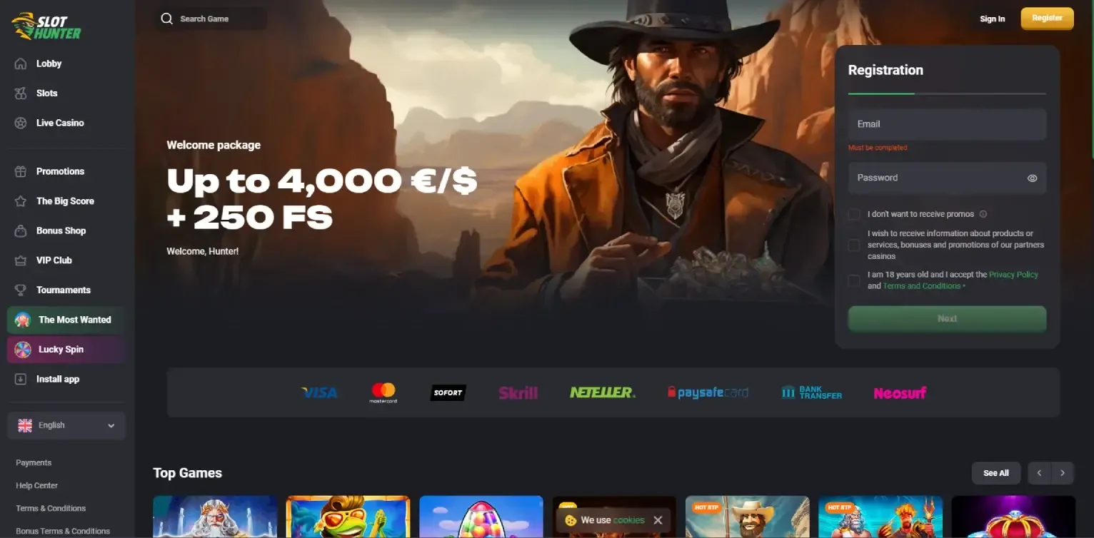 Slot Hunter home page