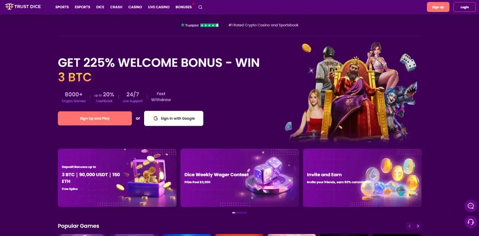 TrustDice home page
