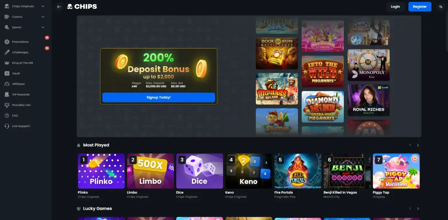 Chips.GG home page