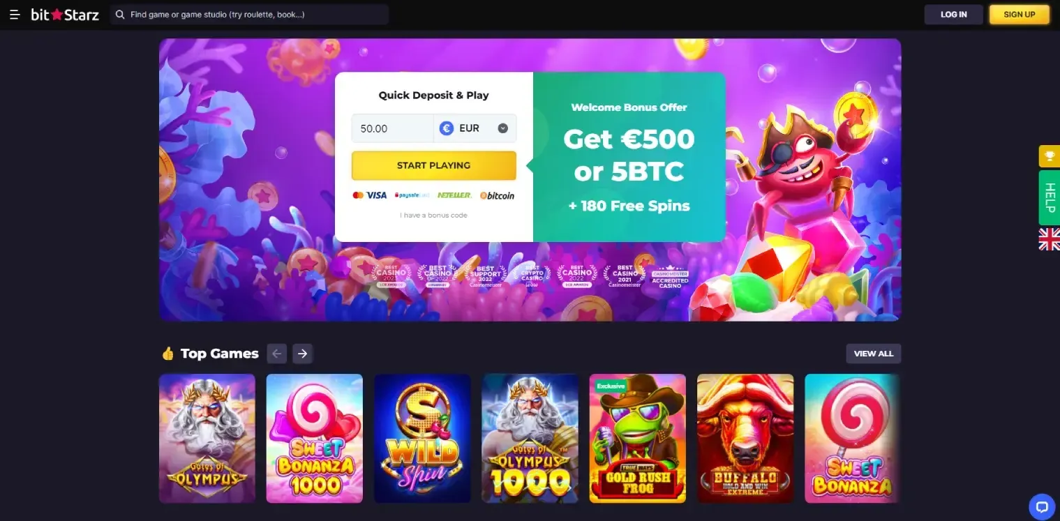 BitStarz home page