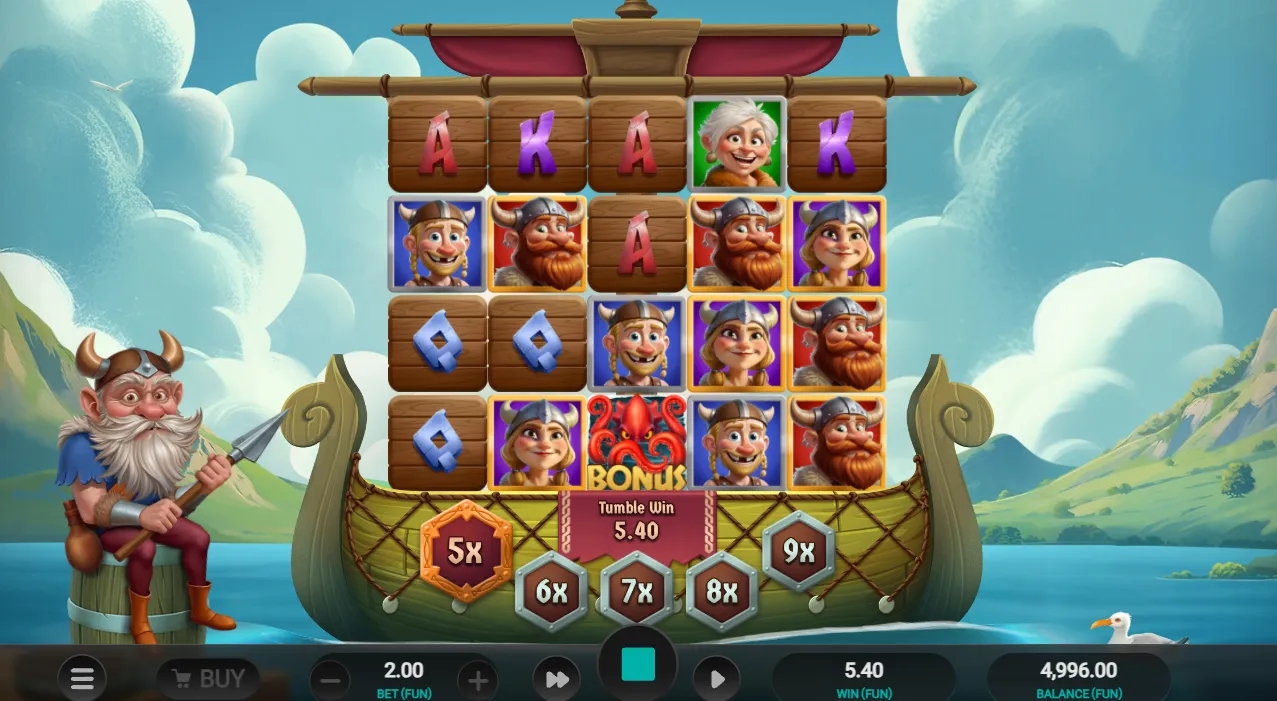 Gameplay-Screenshot des Cod of Thunder Dream Drop Demo-Slots von Relax Gaming