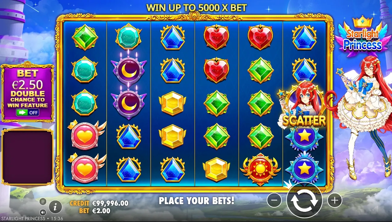 Gameplay-Screenshot des Starlight Princess Demo-Slots von Pragmatic Play