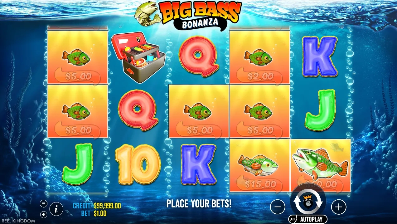 Captura de pantalla del juego de la tragamonedas demo Big Bass Bonanza de Pragmatic Play