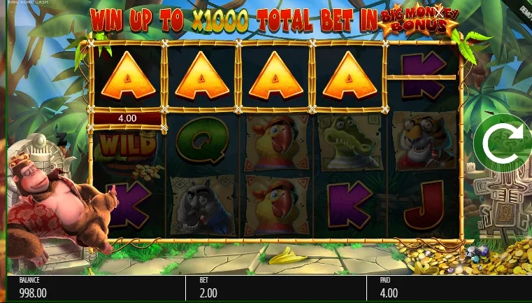 Capture d'écran du jeu de la machine à sous démo King Kong Cash de Blueprint Gaming