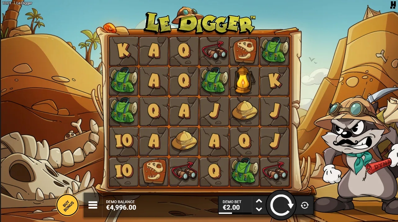 Captura de pantalla del juego de la tragamonedas demo Le Digger de Hacksaw Gaming