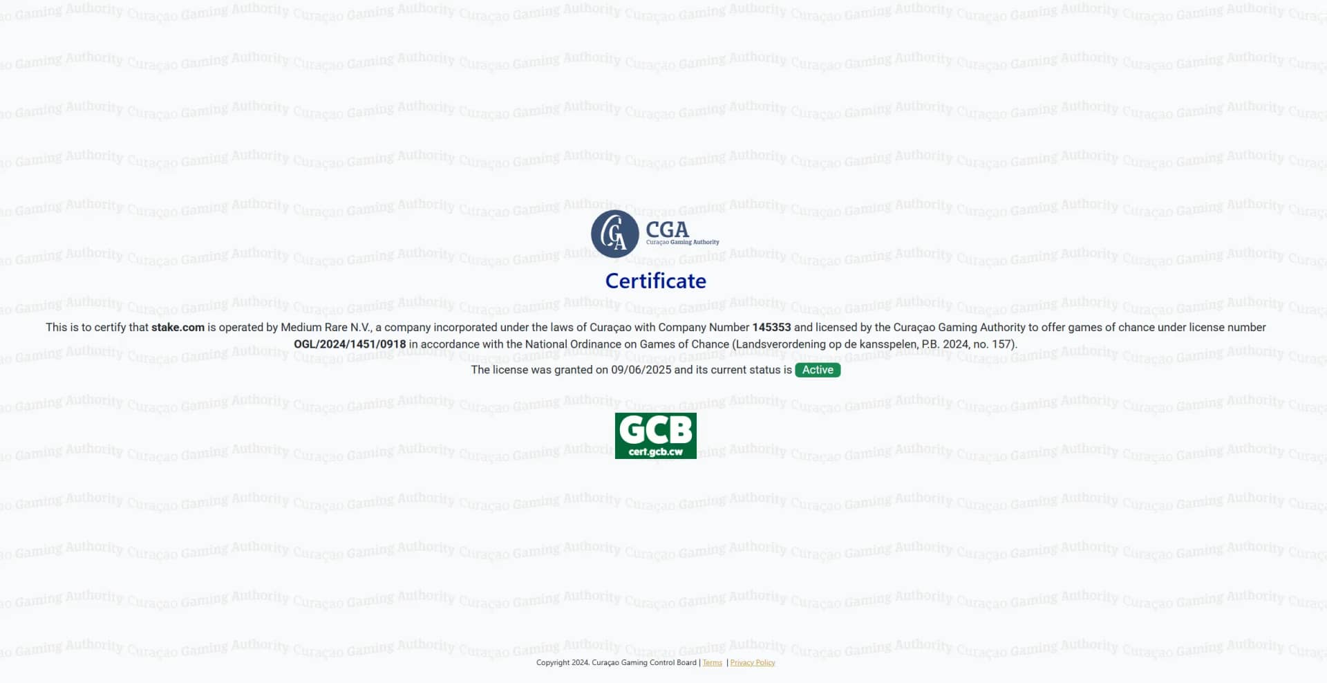 Stake License Information 