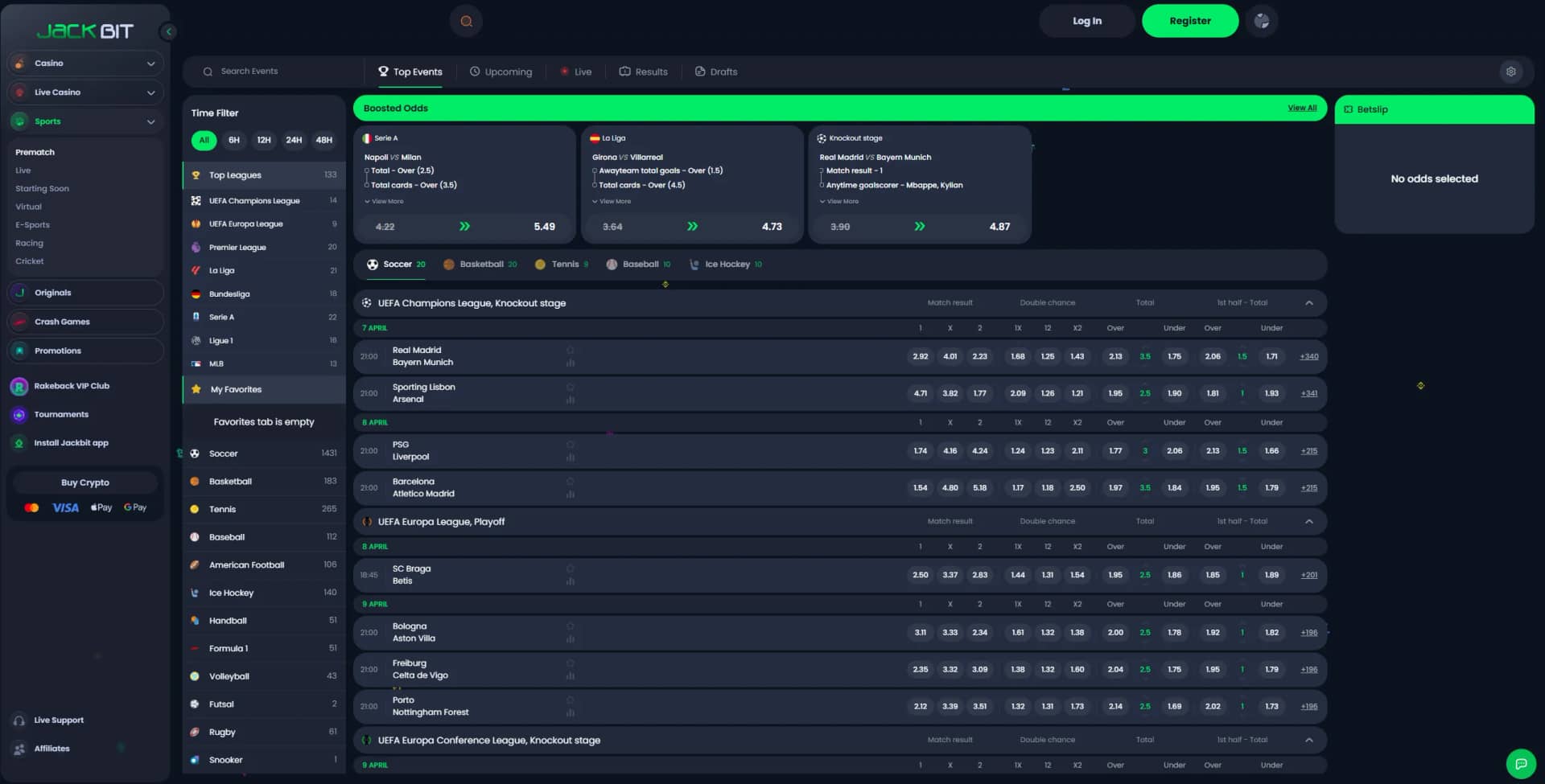 Jackbit Sportsbook page