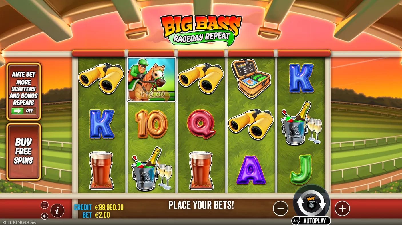 Capture d'écran du jeu de la machine à sous démo Big Bass Raceday Repeat de Pragmatic Play