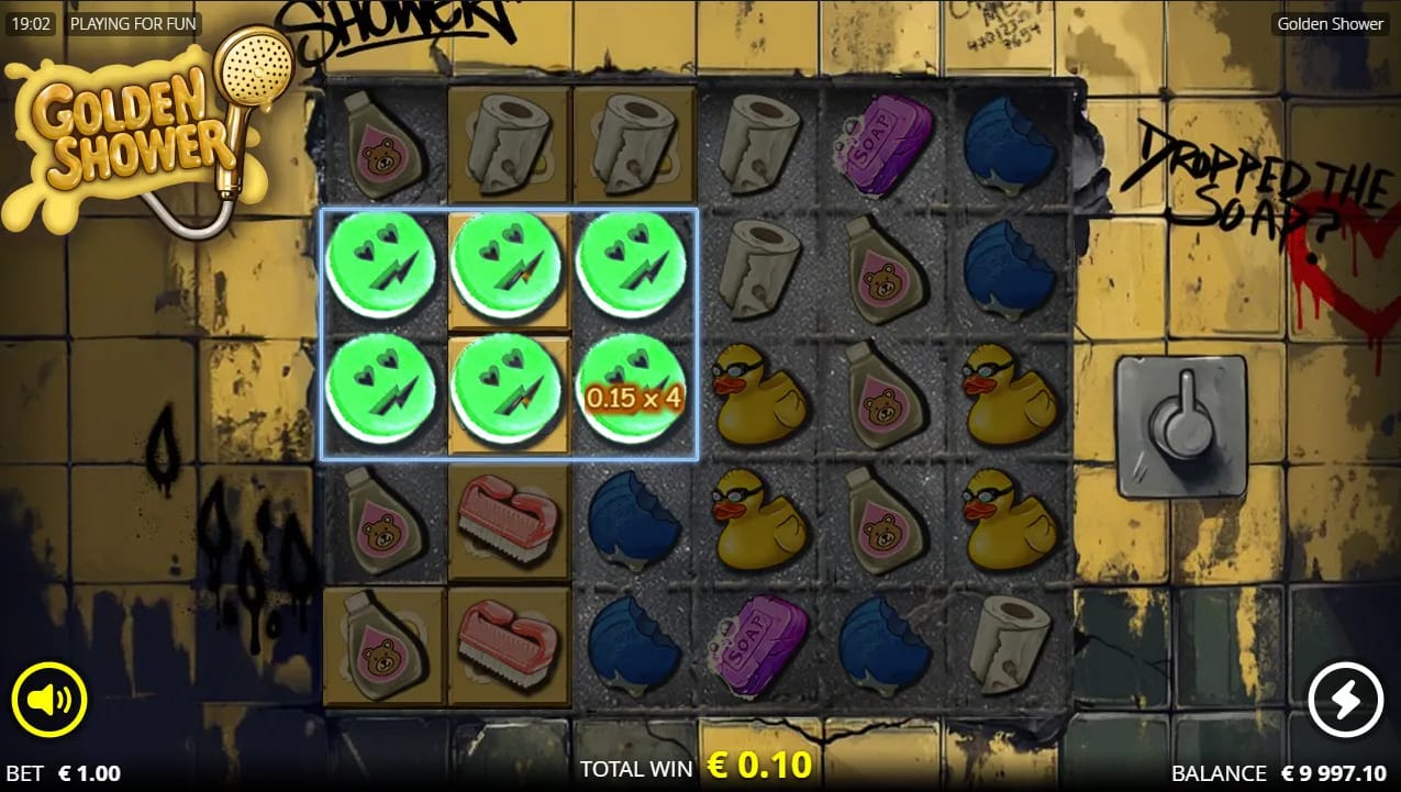 Capture d'écran du jeu de la machine à sous démo Golden Shower de NoLimit City