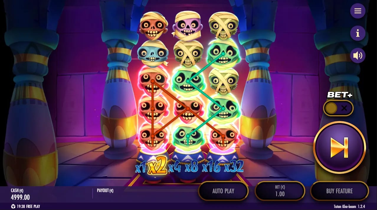 Tutan Kha-Boom Demo Slot by Thunderkick Gameplay Screenshot