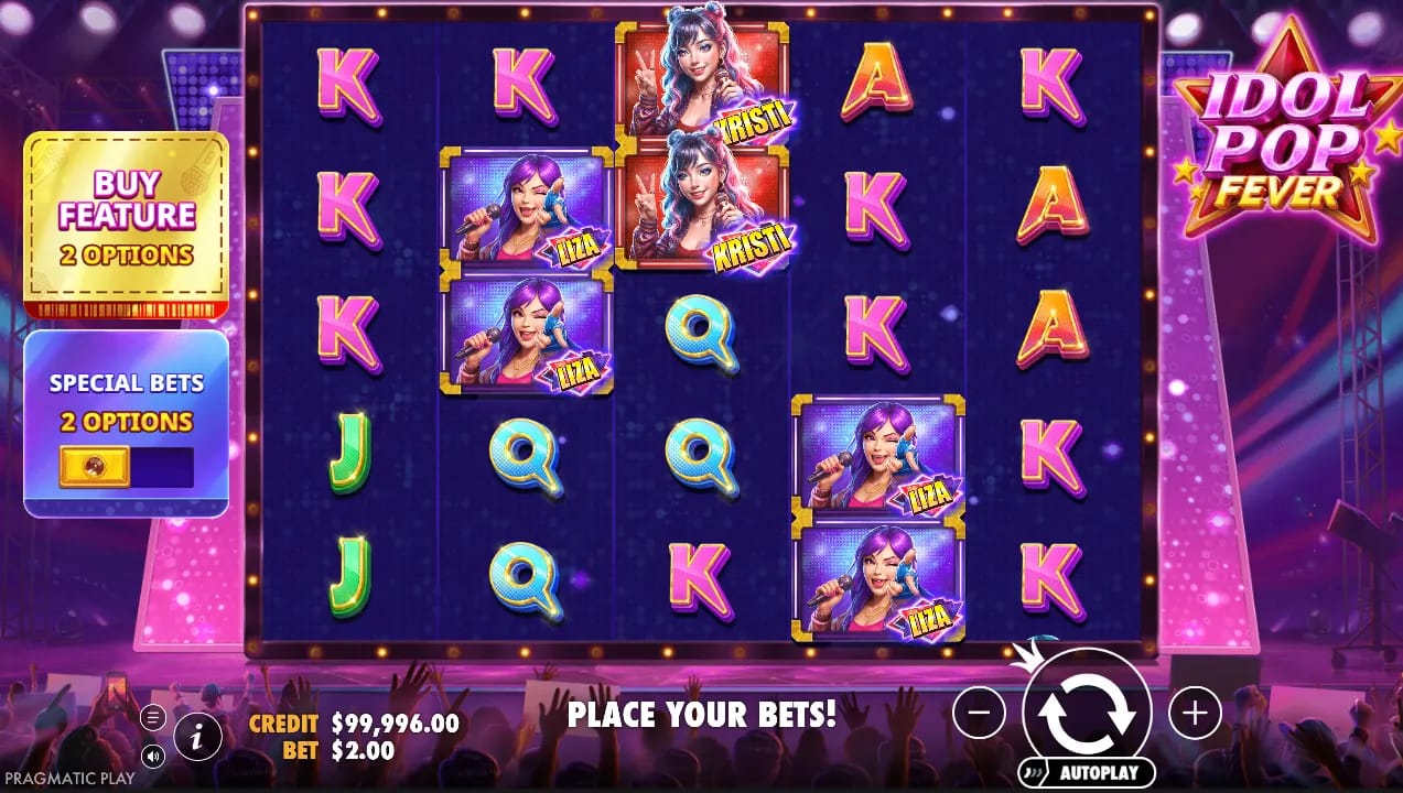 Gameplay-Screenshot des Idol Pop Fever Demo-Slots von Pragmatic Play