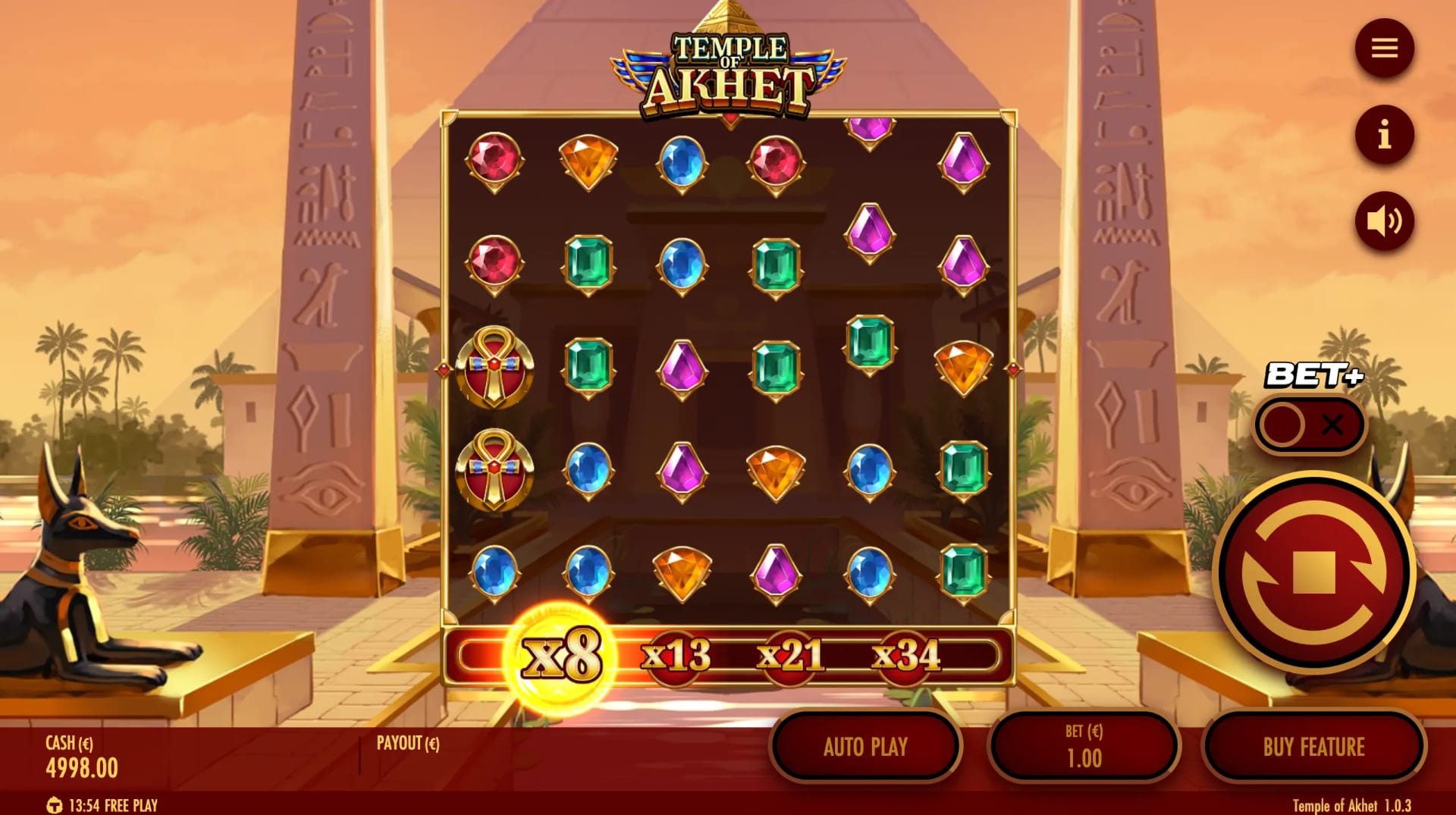 Temple of Akhet Demo Slot by Thunderkick Gameplay Screenshot