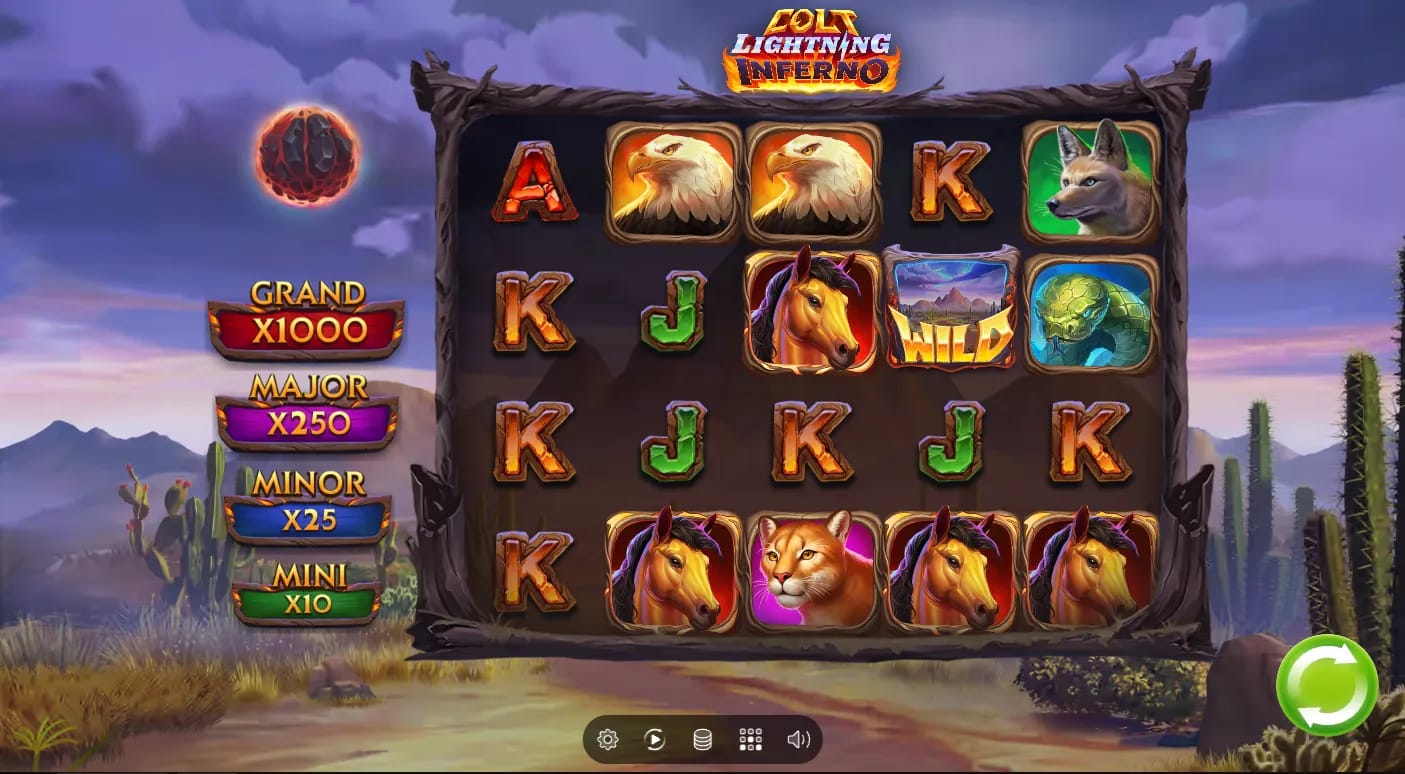 Gameplay-Screenshot des Colt Lightning Inferno Demo-Slots von Play'n GO