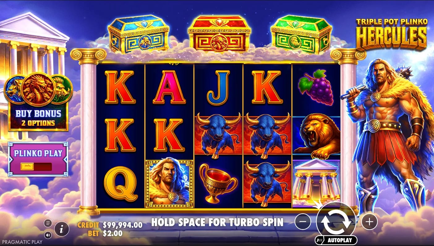 Capture d'écran du jeu de la machine à sous démo Triple Pot Plinko Hercules de Pragmatic Play