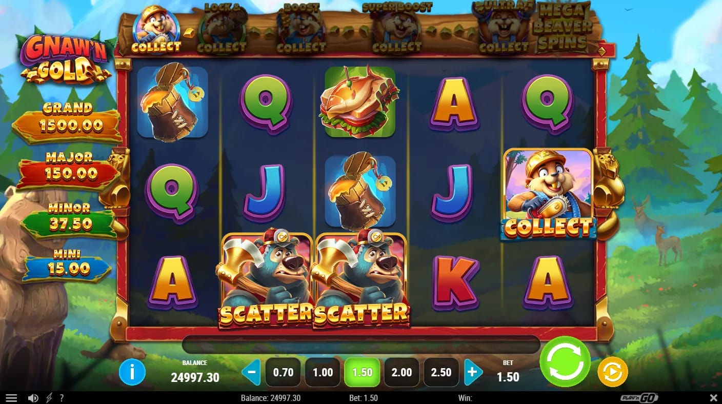 Gameplay-Screenshot des Gnaw'n Gold Demo-Slots von Play'n GO