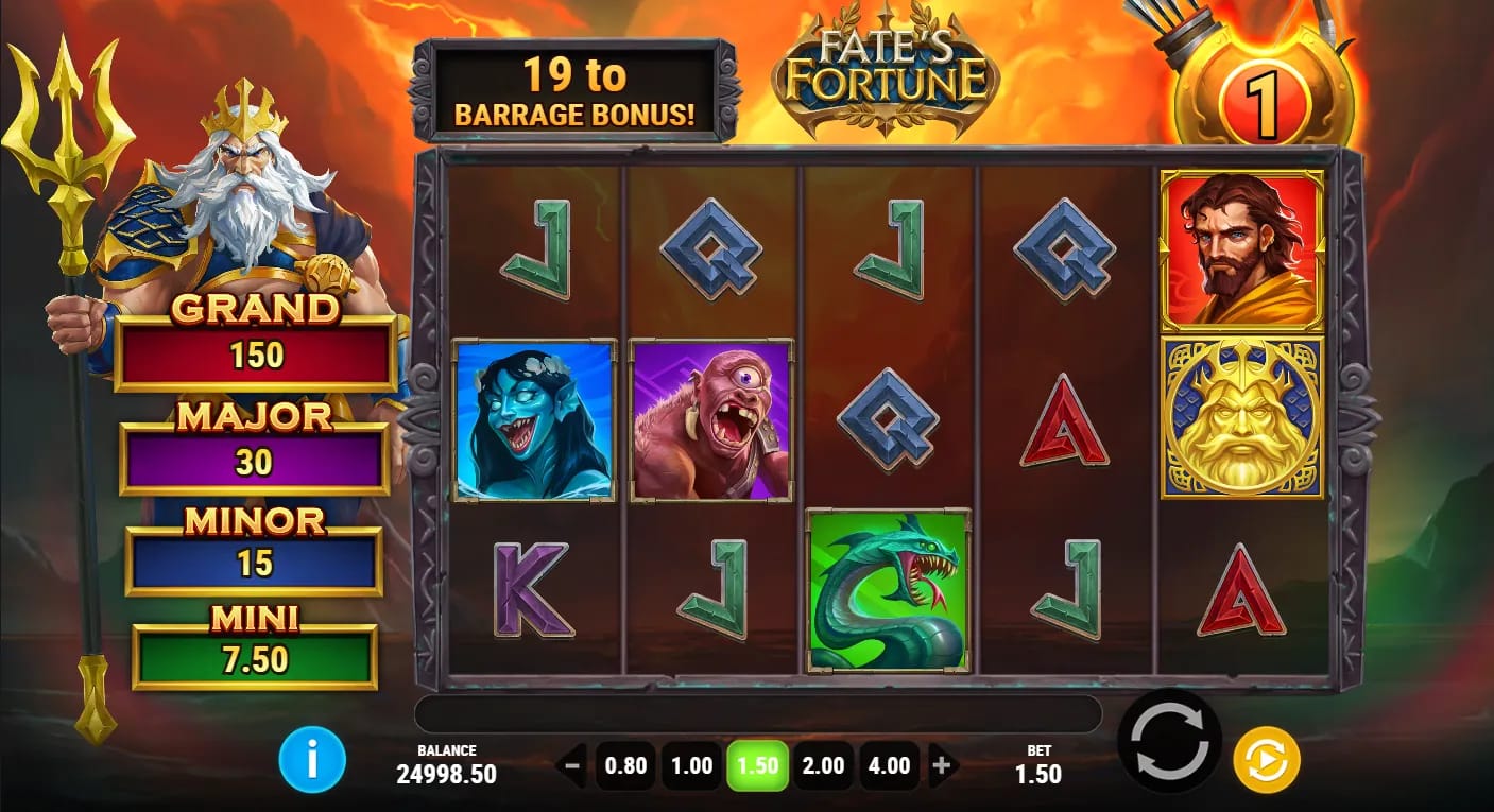 Gameplay-Screenshot des Fate's Fortune Demo-Slots von Play'n GO