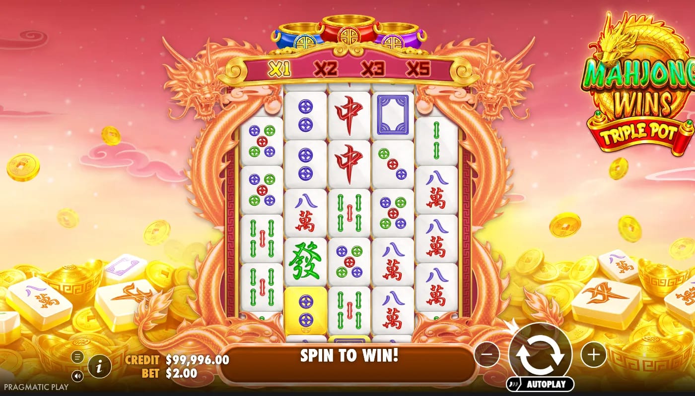 Captura de pantalla del juego de la tragamonedas demo Mahjong Wins Triple Pot de Pragmatic Play