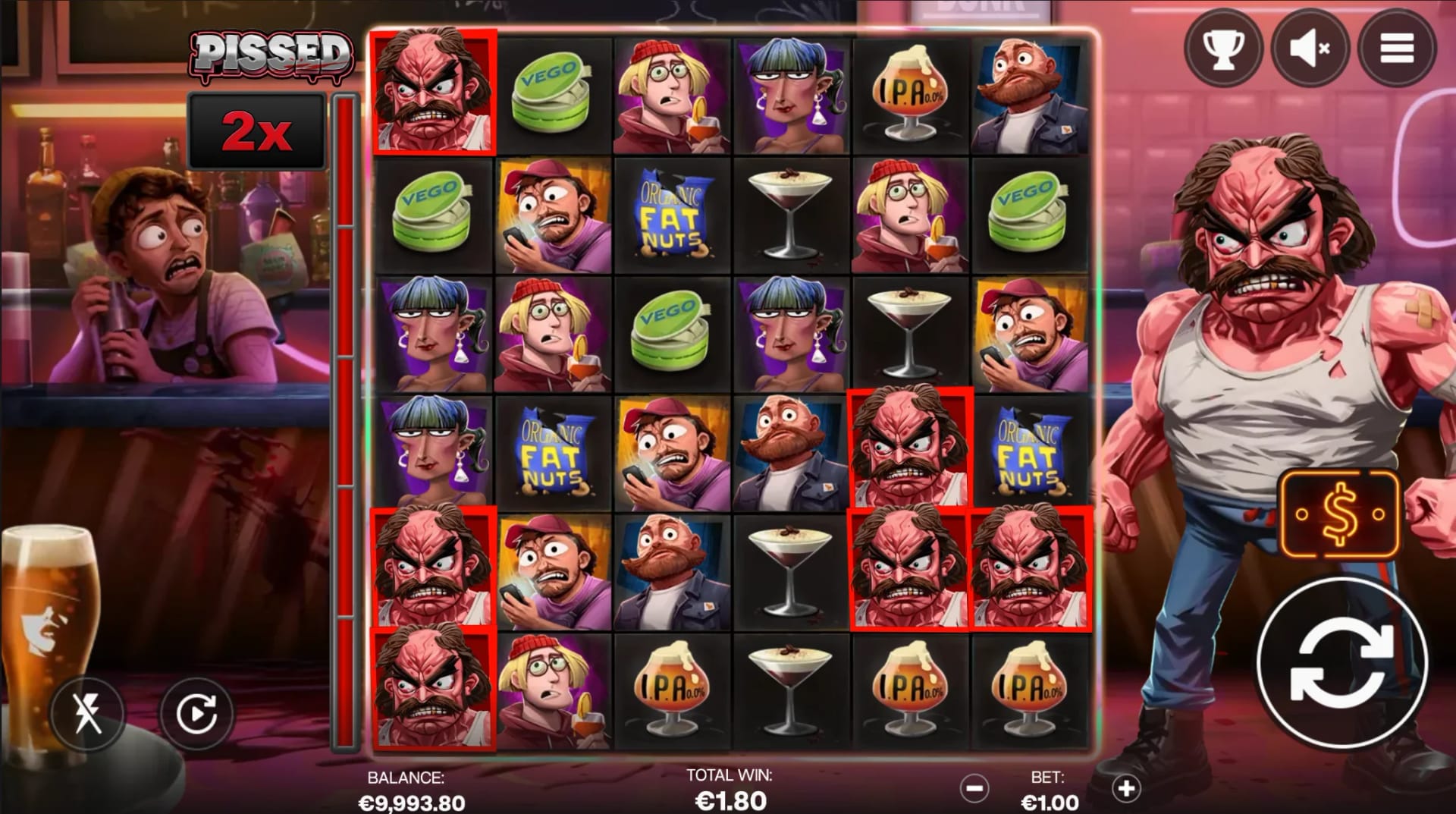 Pissed Demo Slot by Shady Lady Gameplay Screenshot