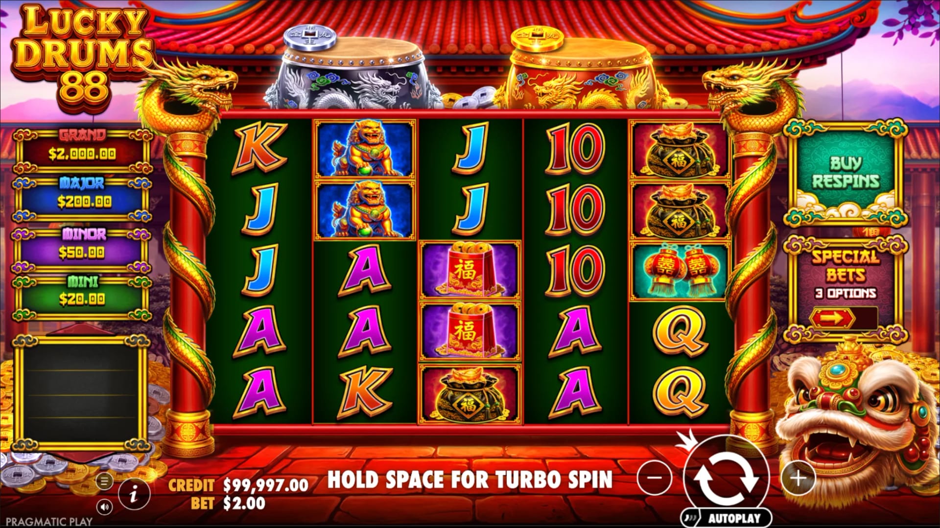 Lucky Drums 88 Demo Slot by Pragmatic Play Gameplay Screenshot