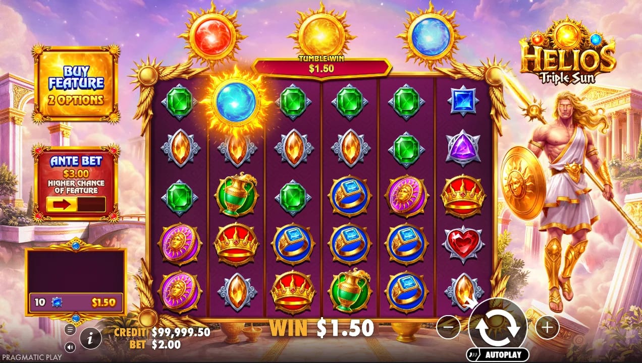 Helios Triple Sun Demo Slot by Pragmatic Play Gameplay Screenshot