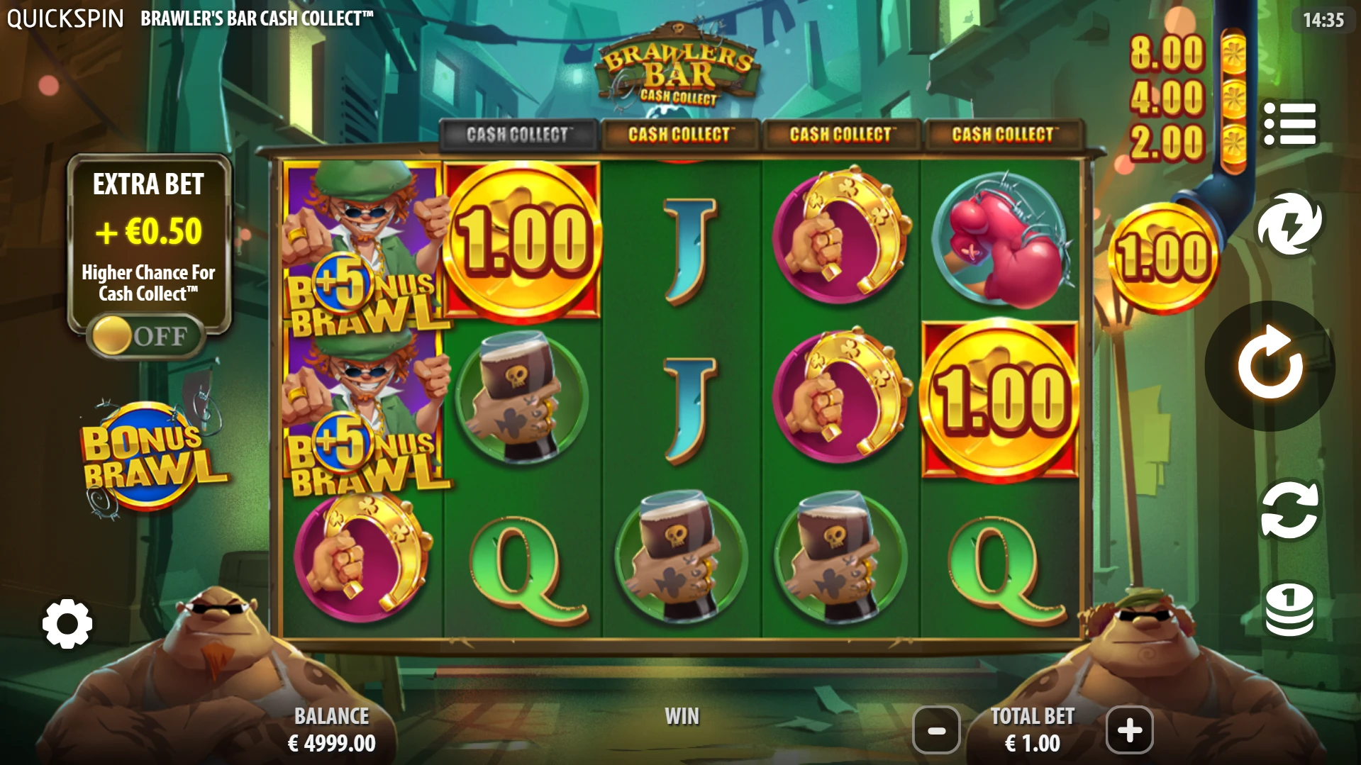 Brawlers Bar Cash Collect Slot Gameplay