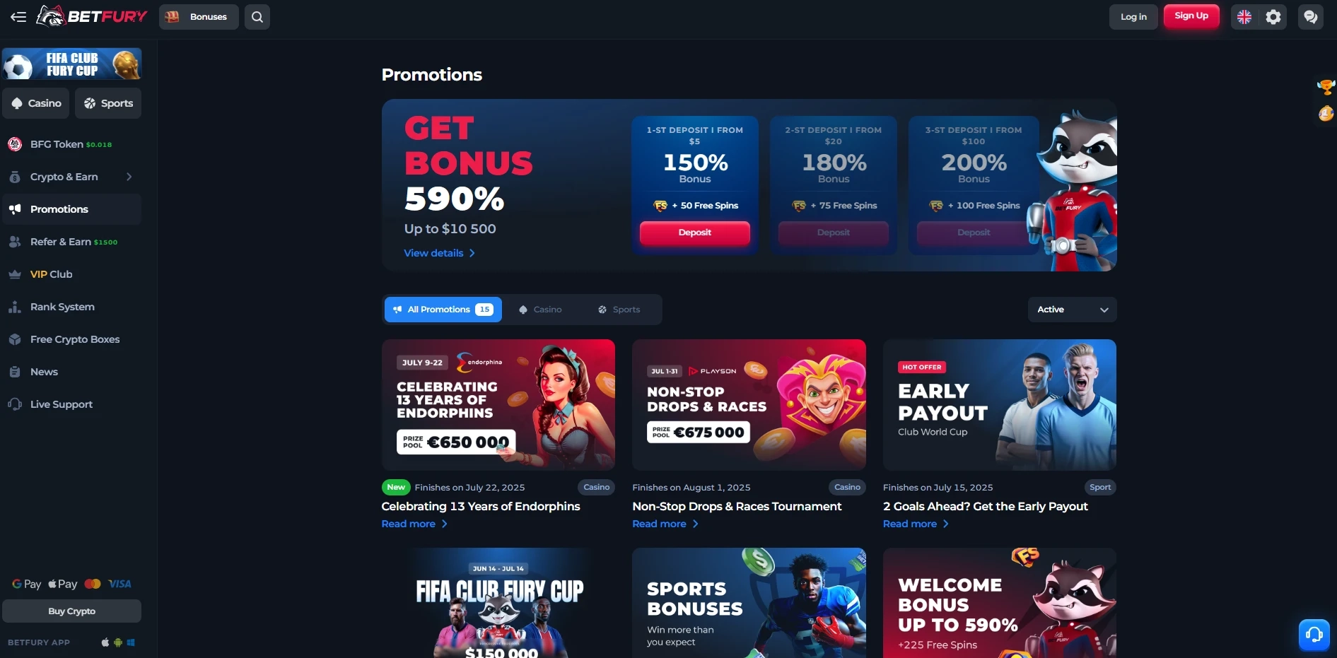 BetFury Promotions Offers Page