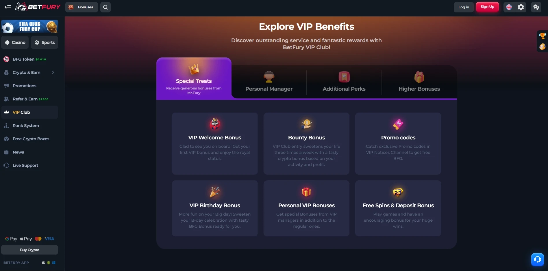 BetFury Loyalty Program Benefits