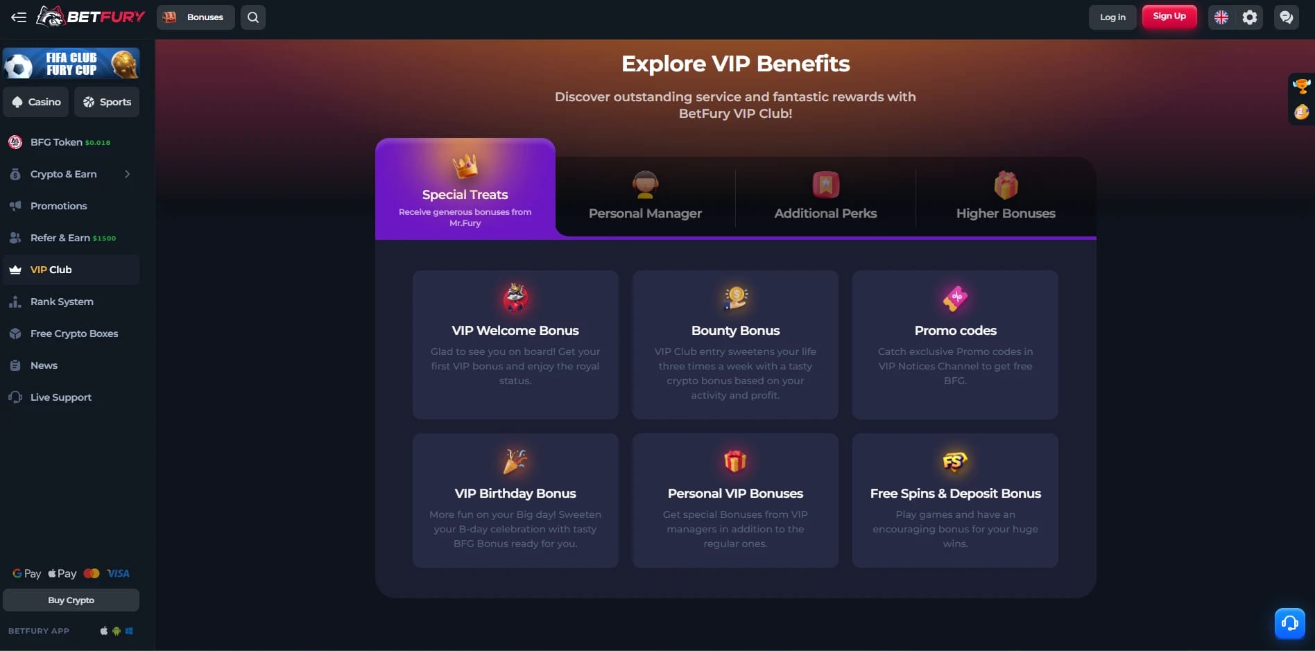 BetFury Loyalty Program Benefits