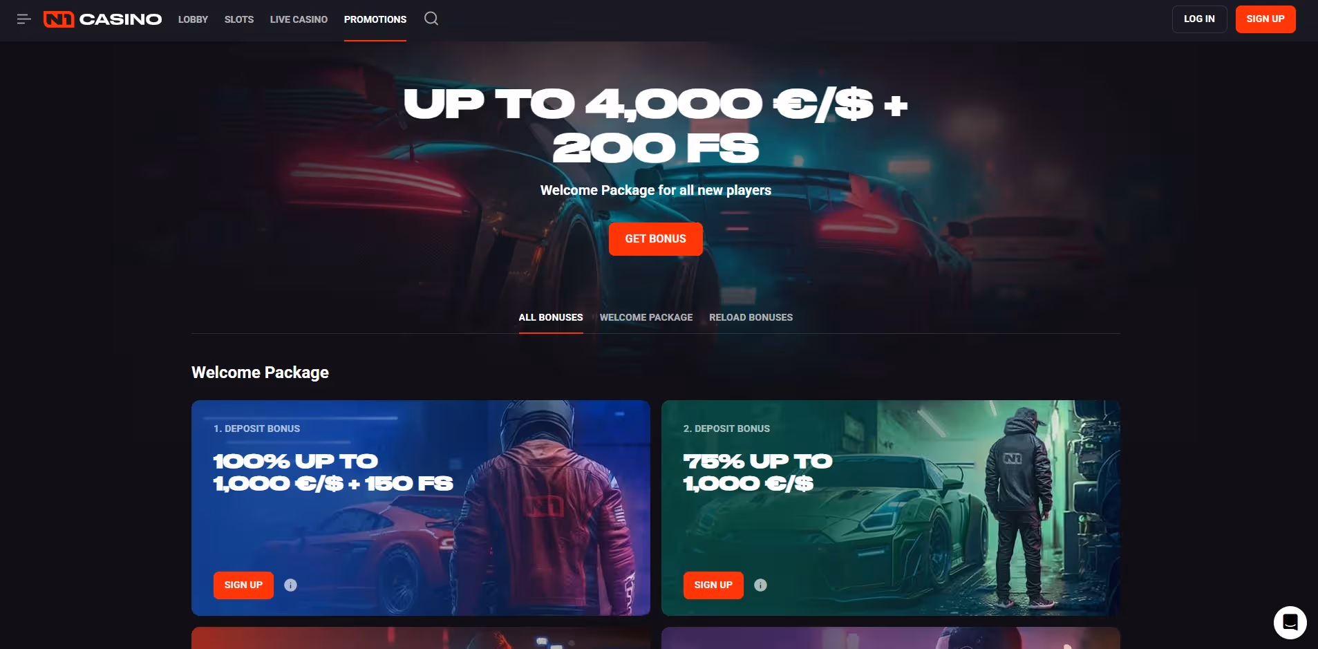 N1 Casino Promotions Page