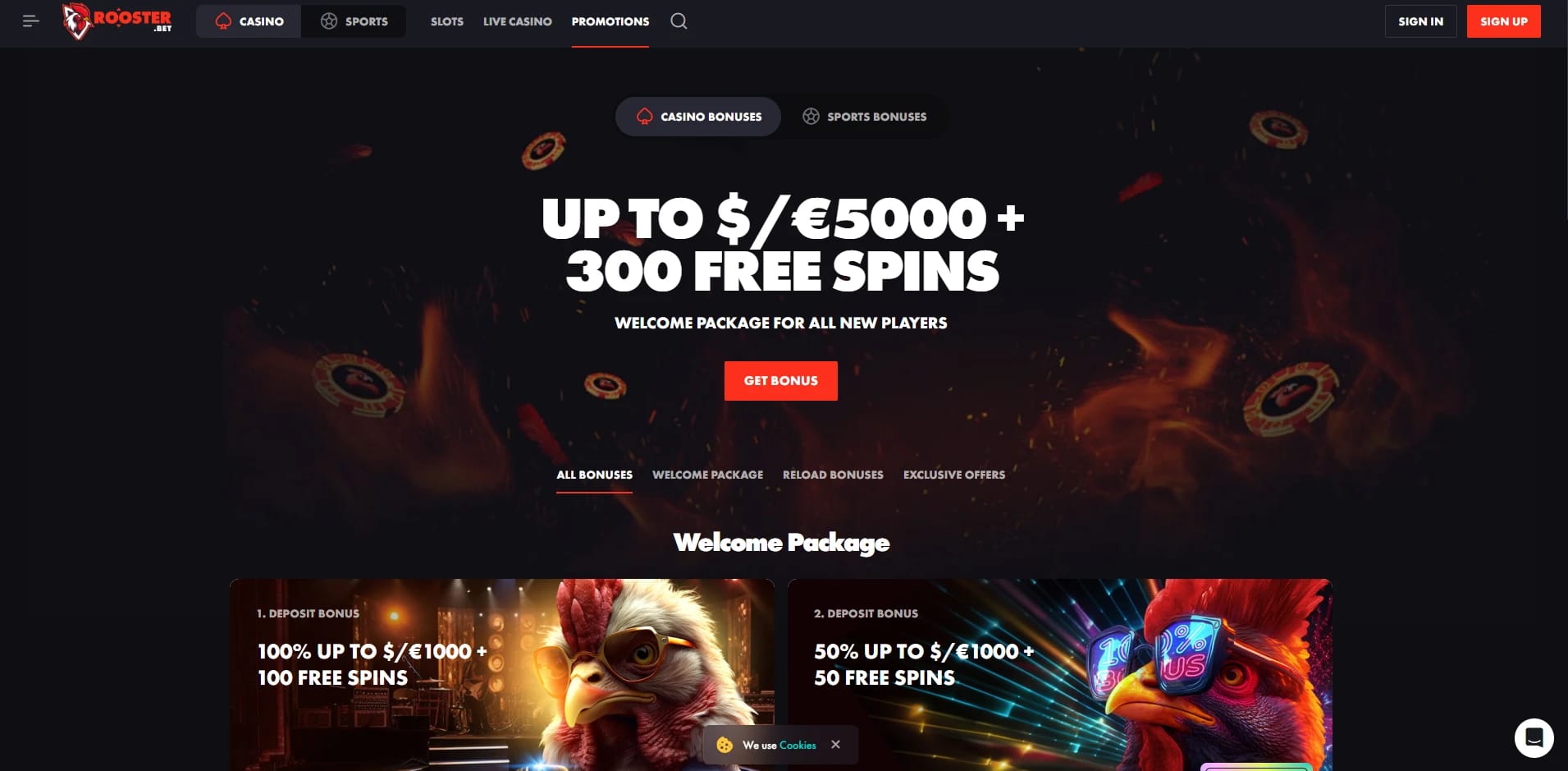 Rooster Bet Bonus and Promotions Page Image