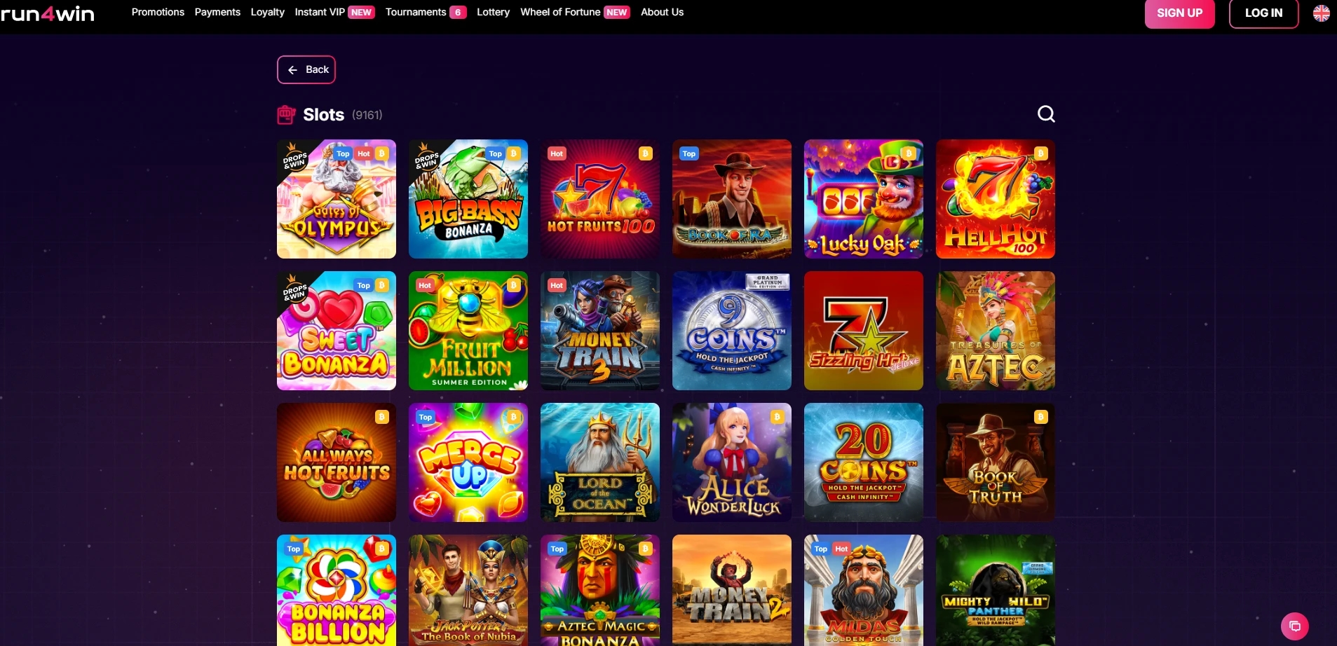 Run4Win Casino Lobby Image