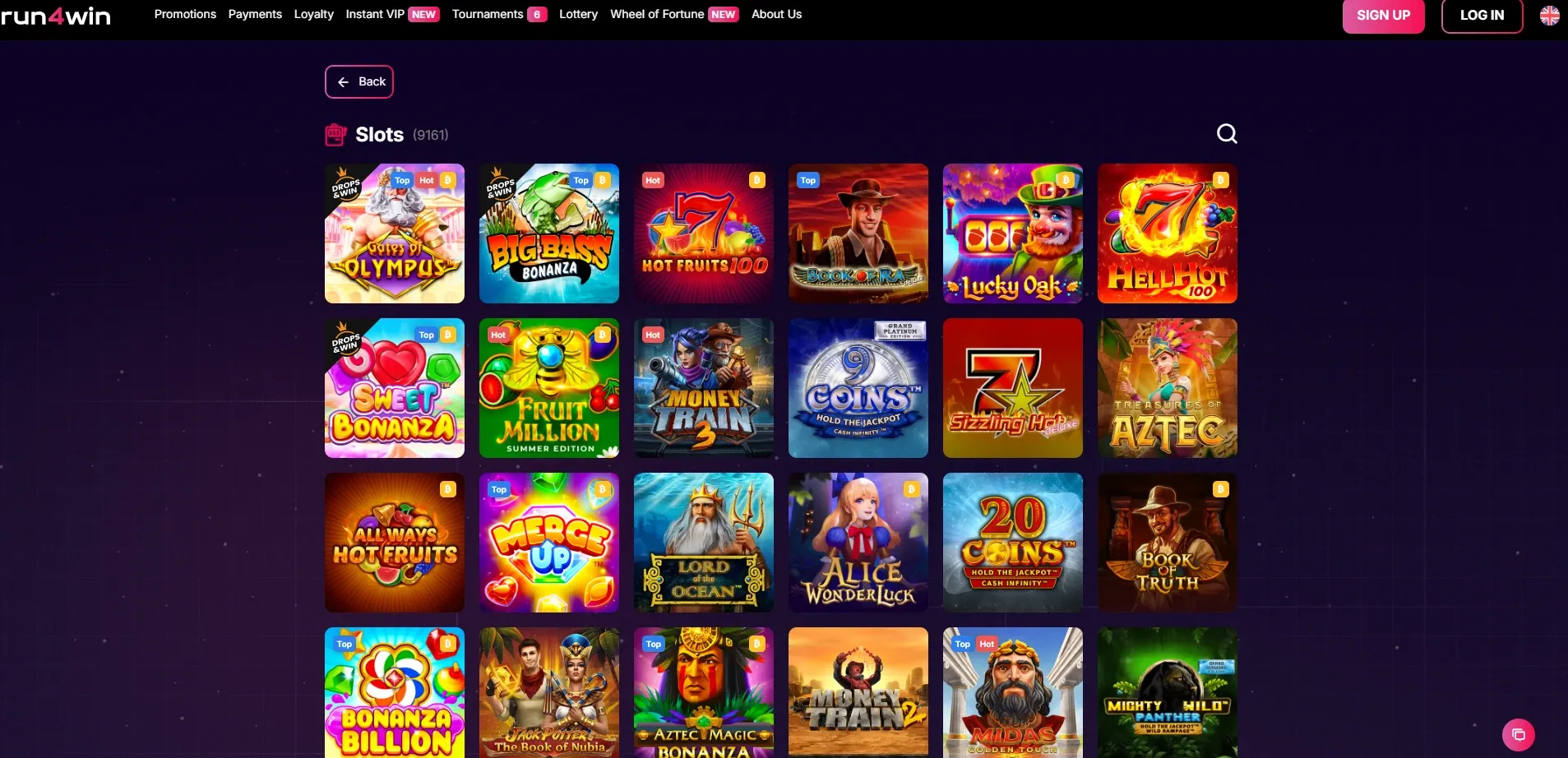 Run4Win Casino Lobby Image