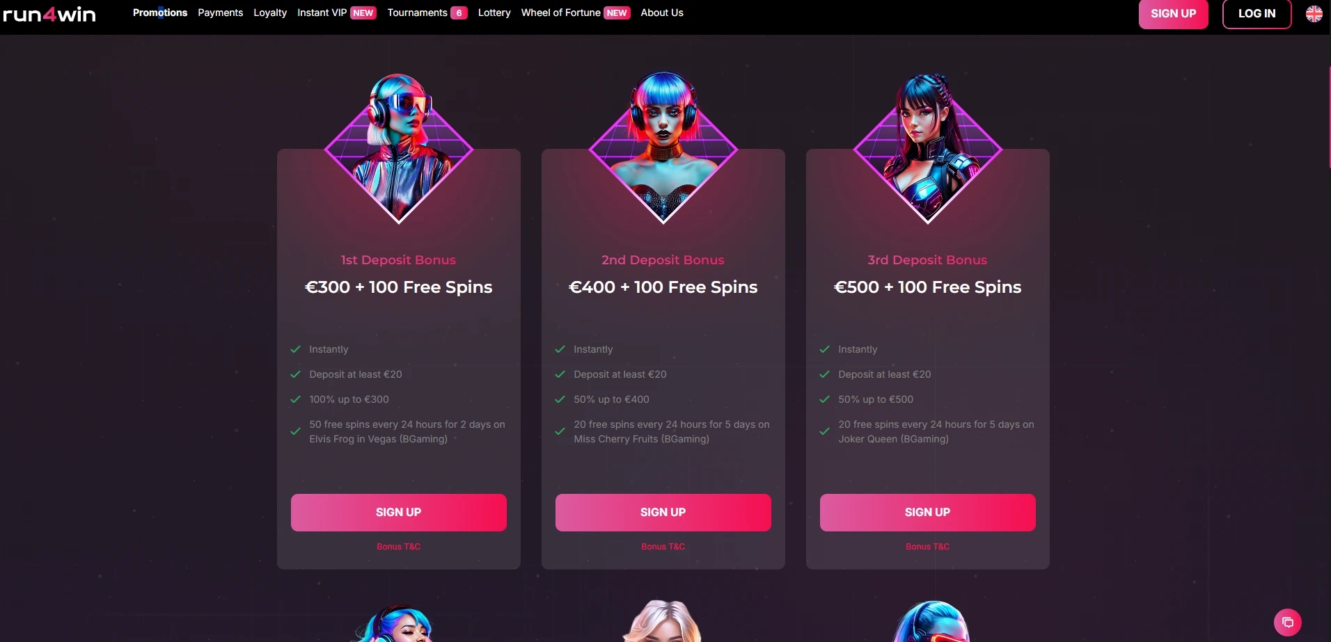 Run4Win Promotion Offers Page