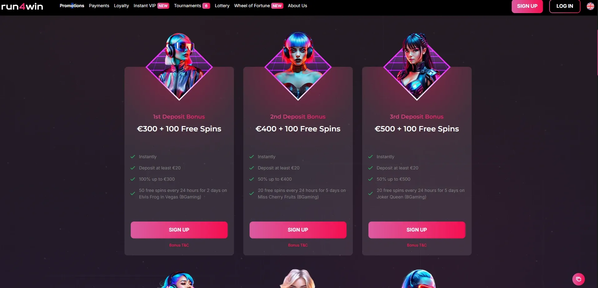 Run4Win Promotion Offers Page