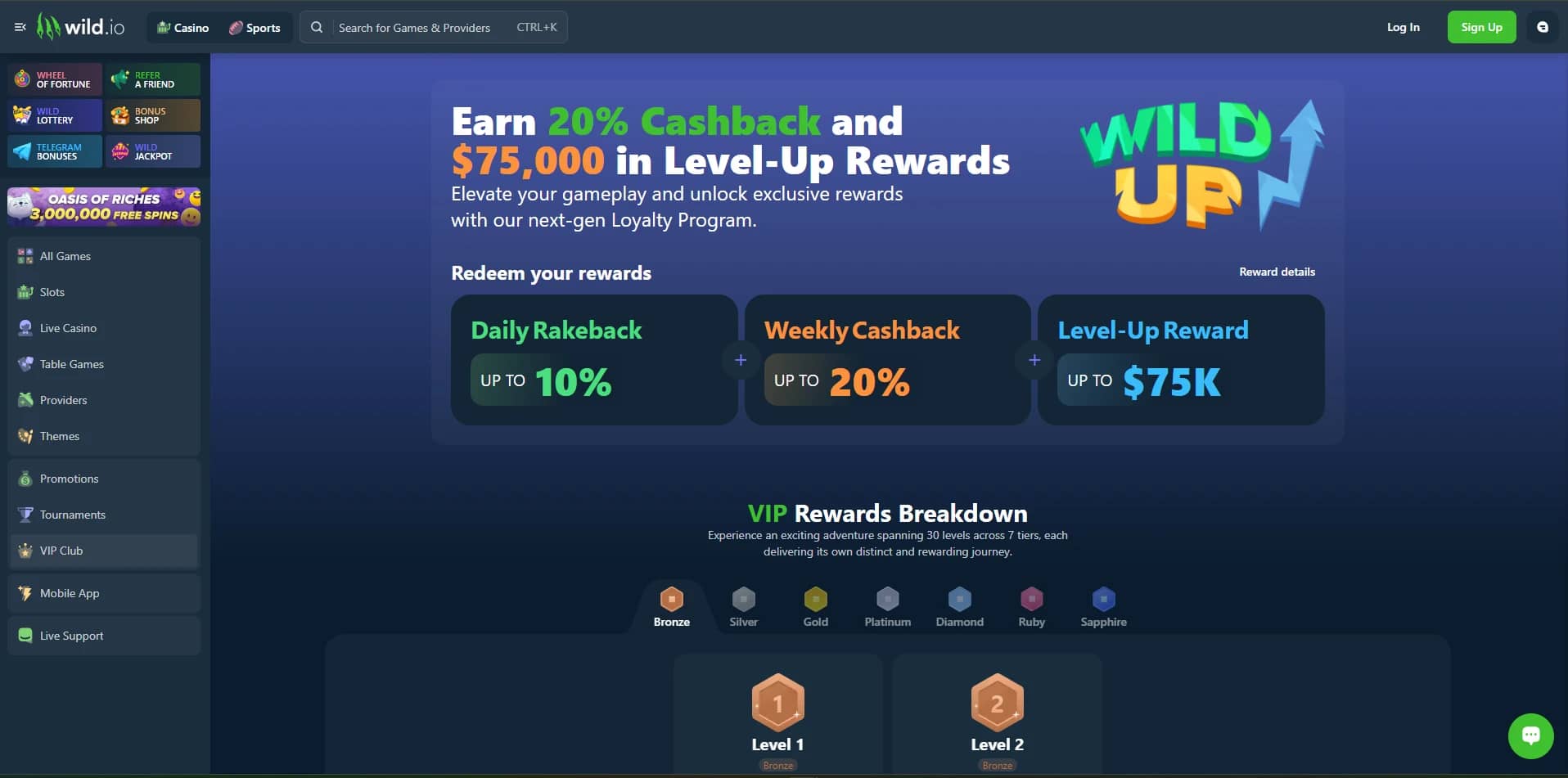 Wild.io Loyalty Promotional Page