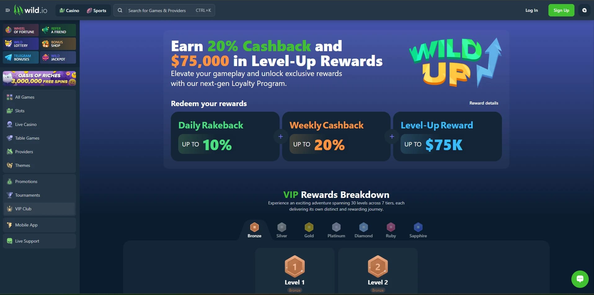 Wild.io Loyalty Promotional Page