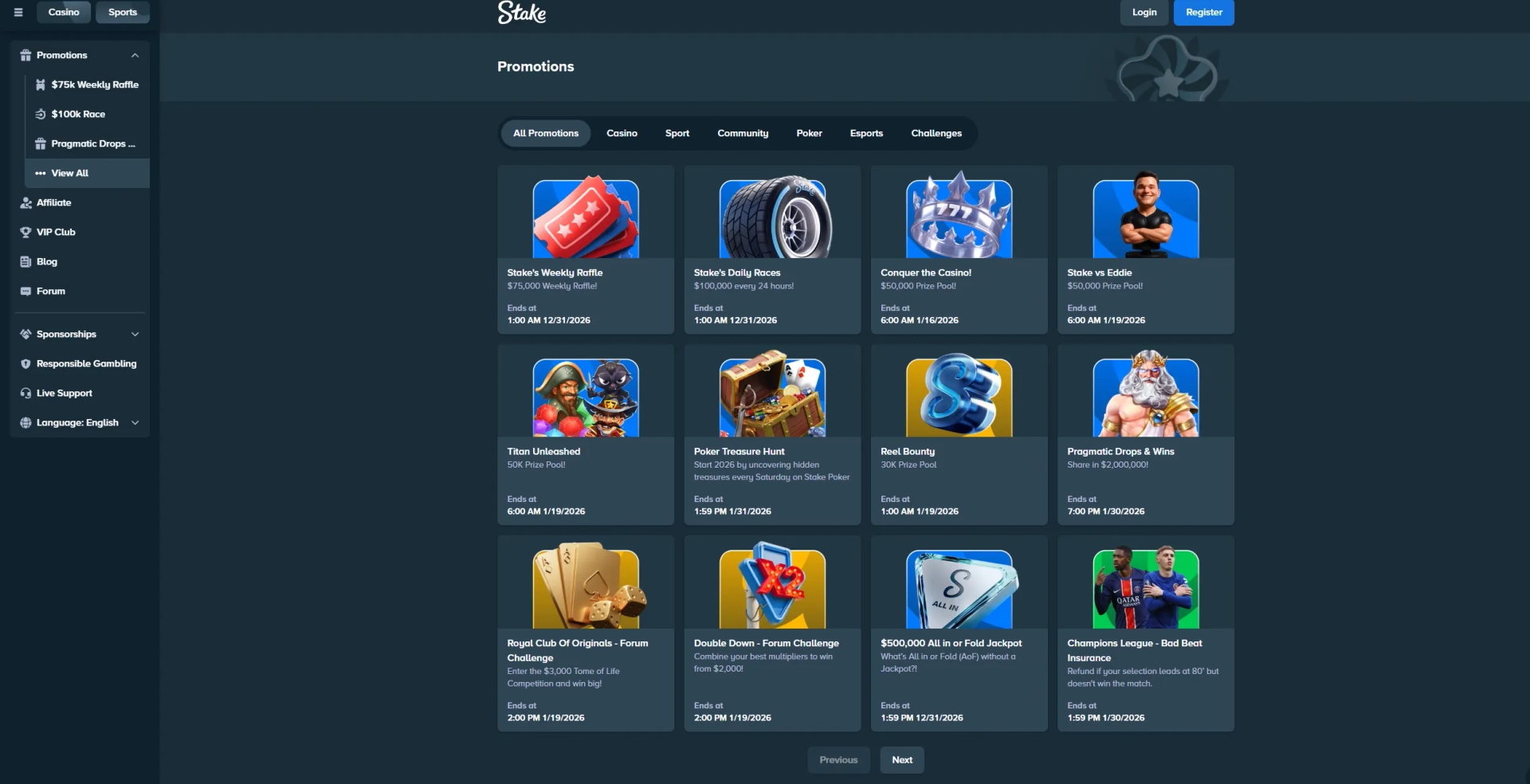 Stake Promotions Page