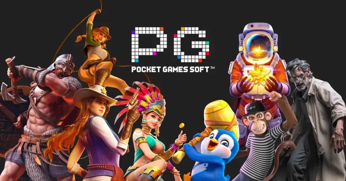 PG Soft Slot Provider Banner with game characters and logo