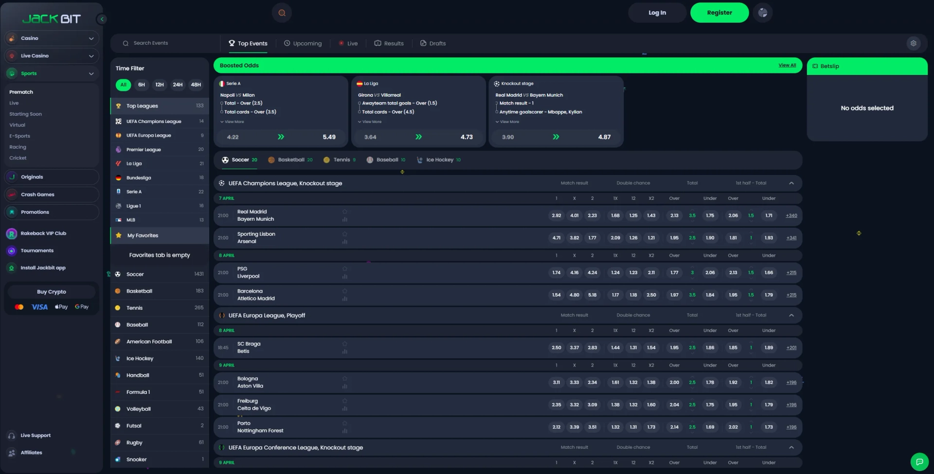 Jackbit Sportsbook page