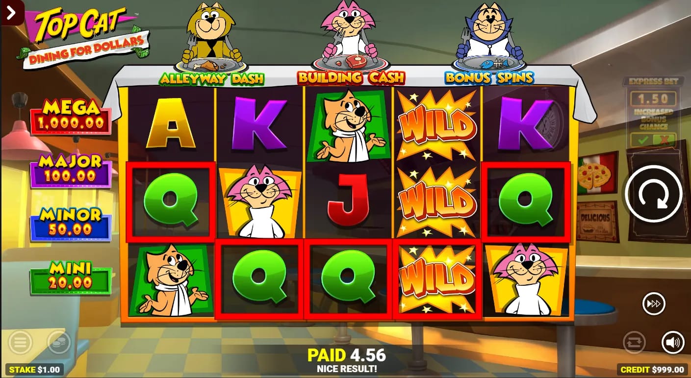 Top Cat Dining For Dollars Slot GAMEPLAY