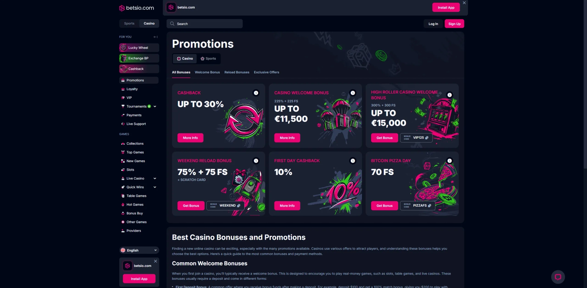 Betsio Casino Promotions