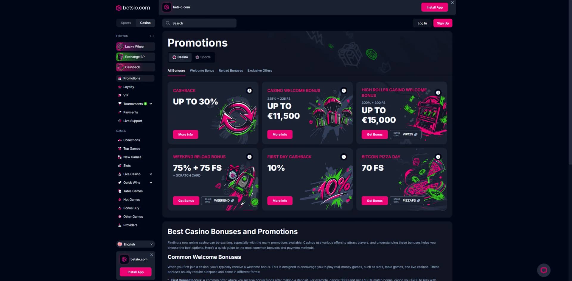 Betsio Casino Promotions