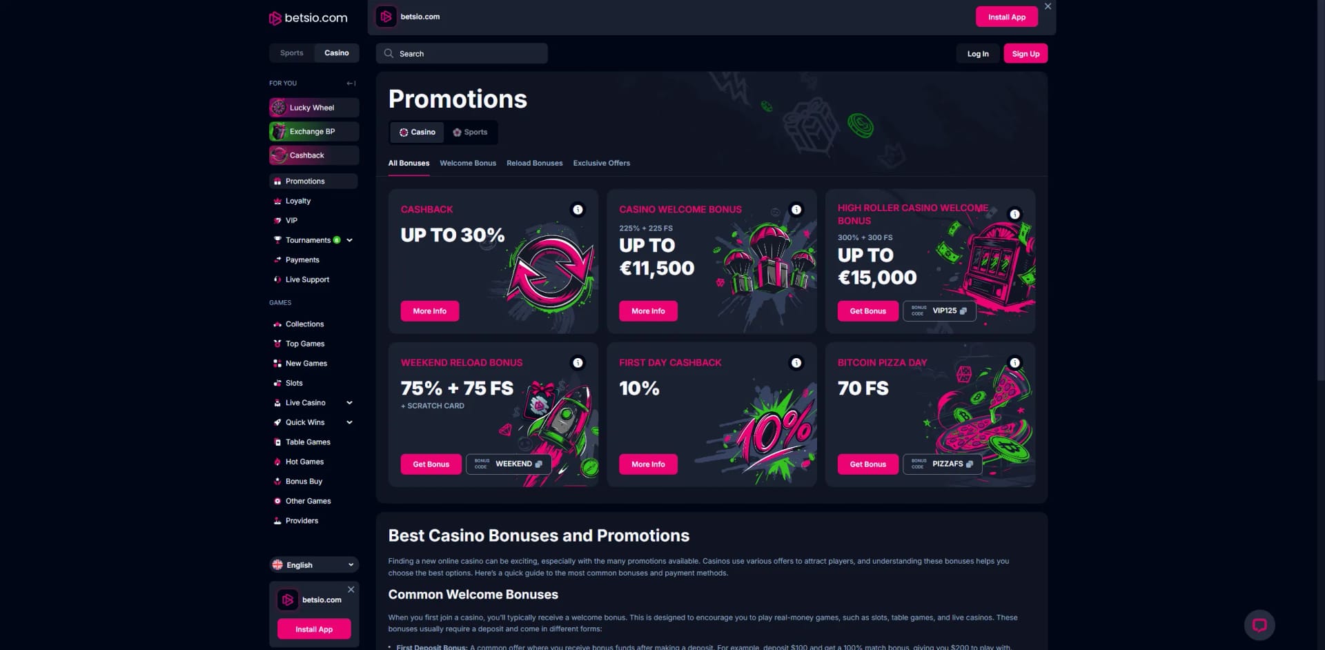 Betsio Casino Promotions