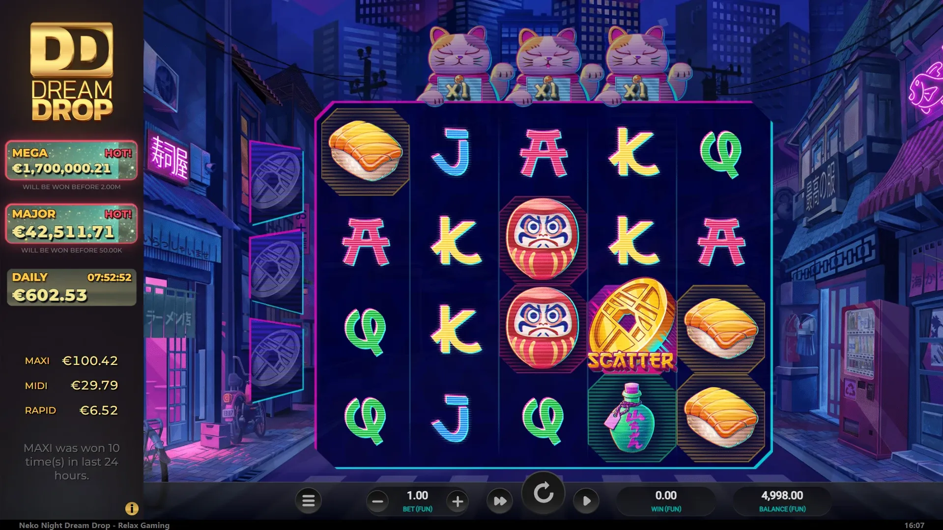 Neko Night Dream Drop Slot Gameplay