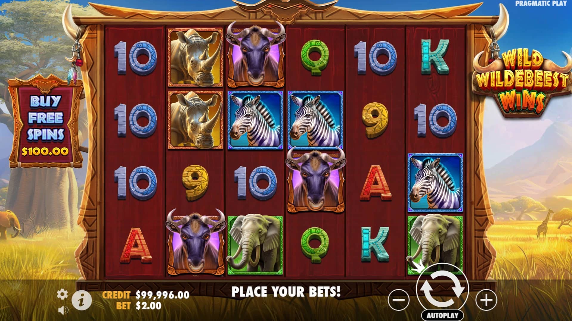 Wild Wildebeest Wins Slot Gameplay